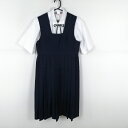 ジャンパースカート 紐タイ バスト88 ウエスト76 冬物 女子 学生服 中学 高校 紺 制服 中古 ランクC NA3814