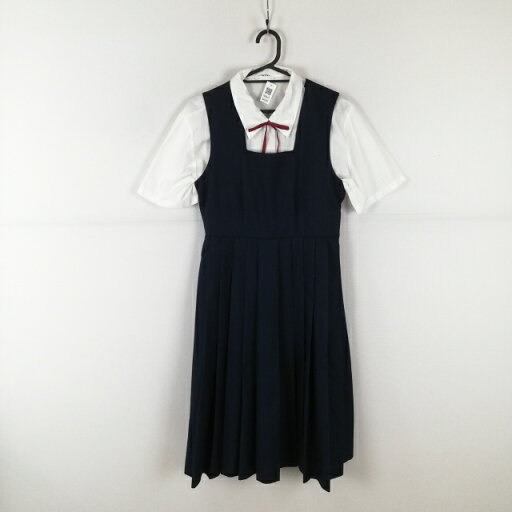 ジャンパースカート 紐タイ バスト84 ウエスト72 冬物 女子 学生服 中学 高校 紺 制服 中古 ランクB NA8647 ジャンパースカート 紐タイ バスト84 ウエスト72 冬物 女子 学生服 中学 高校 紺 制服 中古 ランクB NA8647