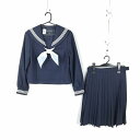 セーラー服 スカート スカーフ 上下3点セット 165A 富士ヨット 冬物 白3本線 女子 学生服 中学 高校 紺 制服 中古 ランクC EY0368