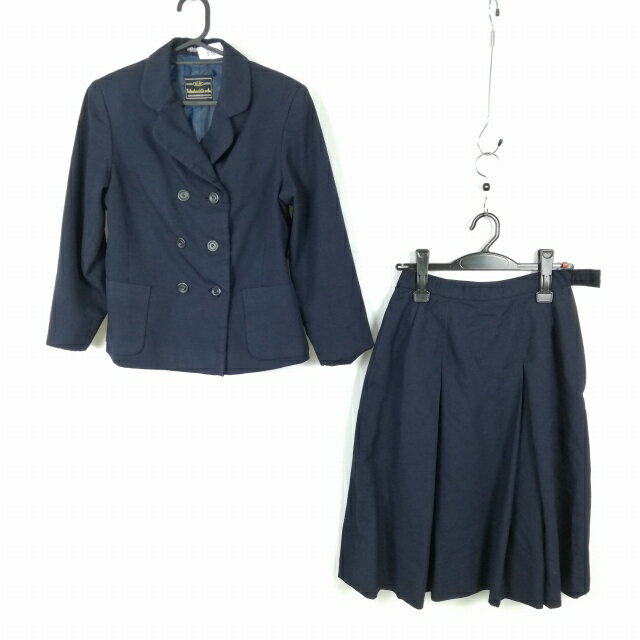 ブレザー スカート 上下2点セット 冬物 女子 学生服 中学 高校 紺 制服 中古 ランクC EY3013