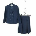 ブレザー スカート 上下2点セット 大きいサイズ 冬物 女子 学生服 中学 高校 紺 制服 中古 ランクC EY3179
