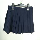 スクールスカート 夏物 w66-丈40 紺 中学 高校 ミニ丈 プリーツ 学生服 制服 女子 中古 HK0010