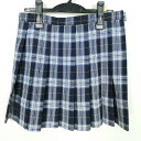 スクールスカート 夏物 w69-丈42 チェック 中学 高校 ミニ丈 プリーツ 学生服 制服 女子 中古 HK0378