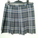 スクールスカート 夏物 w63-丈40 チェック 中学 高校 ミニ丈 プリーツ 学生服 制服 女子 中古 HK0379