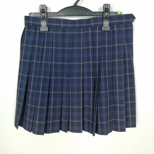 スクールスカート 夏物 w66-丈41 チェック 中学 高校 ミニ丈 プリーツ 学生服 制服 女子 中古 HK0383