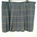 スクールスカート 大きいサイズ 夏物 w91-丈42 チェック 中学 高校 ミニ丈 プリーツ 学生服 制服 女子 中古 HK0385