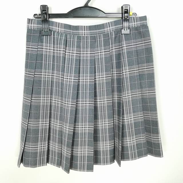 スクールスカート 冬物 w69-丈49 チェック 中学 高校 プリーツ 学生服 制服 女子 中古 HK2480