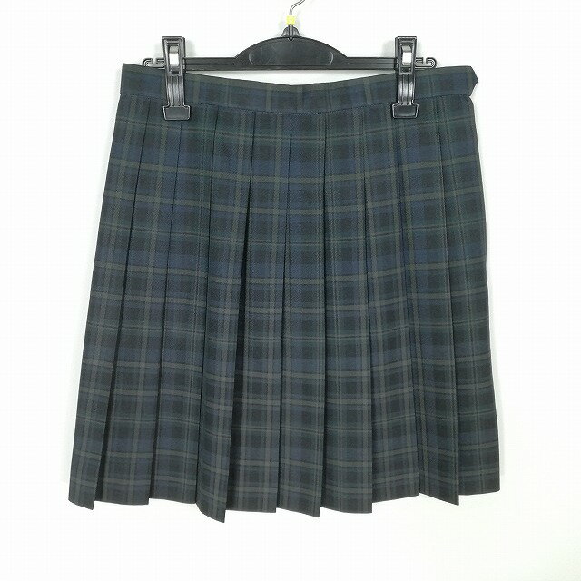 スクールスカート 冬物 w69-丈51 チェック 中学 高校 プリーツ 学生服 制服 女子 中古 HK4011