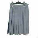 スクールスカート 冬物 w60-丈63 チェック 大栄中学 プリーツ 学生服 制服 女子 中古 HK4019