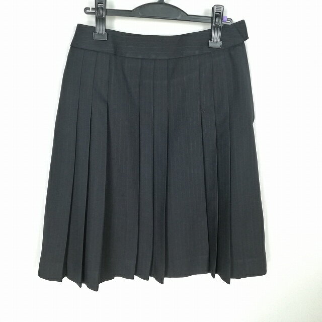 スクールスカート 大きいサイズ 冬物 w72-丈61 ストライプ 中学 高校 プリーツ 学生服 制服 女子 中古 HK4022