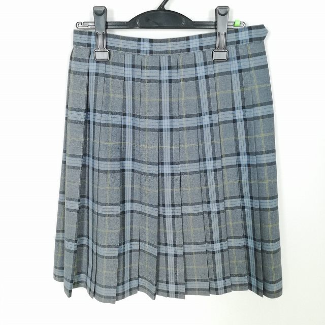 スクールスカート 夏物 w66-丈57 チェック 中学 高校 プリーツ 学生服 制服 女子 中古 HK4100