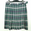 スクールスカート 夏物 w66-丈53 チェック 鹿児島神村学園中学高校 プリーツ 学生服 制服 女子 中古 HK5052