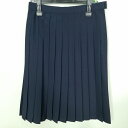 スクールスカート 夏物 w66-丈63 紺 中学 高校 プリーツ 学生服 制服 女子 中古 HK5064
