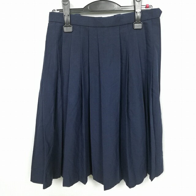 スクールスカート 夏物 w63-丈58 紺 中学 高校 プリーツ 学生服 制服 女子 中古 HK5352