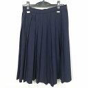 スクールスカート 夏物 w66-丈62 紺 中学 高校 プリーツ 学生服 制服 女子 中古 HK5366