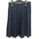 スクールスカート 夏物 w63-丈58 紺 中学 高校 プリーツ 学生服 制服 女子 中古 HK5368