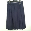 スクールスカート 冬物 w60-丈62 紺 中学 高校 プリーツ 学生服 制服 女子 中古 HK5668