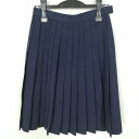 スクールスカート 冬物 w63-丈56 紺 中学 高校 プリーツ 学生服 制服 女子 中古 HK5677