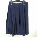 スクールスカート 夏物 w66-丈66 紺 中学 高校 プリーツ 学生服 制服 女子 中古 HK5736