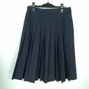 スクールスカート 大きいサイズ 冬物 w72-丈62 紺 中学 高校 プリーツ 学生服 制服 女子 中古 HK7012