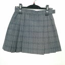 スクールスカート 夏物 w63-丈37 チェック 中学 高校 マイクロミニ プリーツ 学生服 制服 女子 中古 HK7486