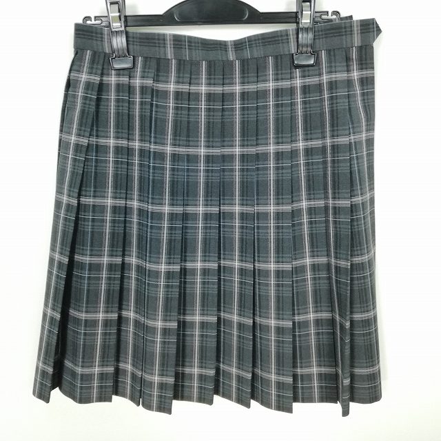 スクールスカート 夏物 w66-丈50 チェック 中学 高校 プリーツ 学生服 制服 女子 中古 HK7492