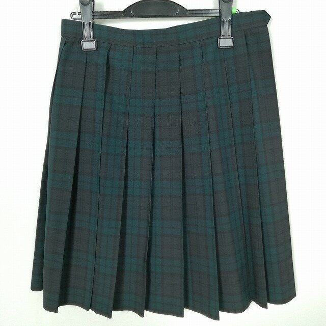 スクールスカート 夏物 w66-丈59 チェック 中学 高校 プリーツ 学生服 制服 女子 中古 HK7495