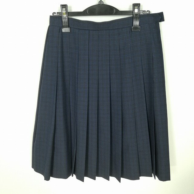 スクールスカート 夏物 w66-丈62 チェック 福岡市立中学標準服 プリーツ 学生服 制服 女子 中古 HK8781