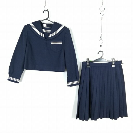 セーラー服 スカート 上下2点セット 160A 冬物 白3本線 女子 学生服 中学 高校 紺 制服 中古 ランクC NA4148 セーラー服 スカート 上下2点セット 160A 冬物 白3本線 女子 学生服 中学 高校 紺 制服 中古 ランクC NA4148