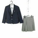 ブレザー チェックスカート 紐タイ 上下4点セット カンコー 冬物 女子 学生服 東京狛江高校 紺 制服 中古 ランクC EY0437