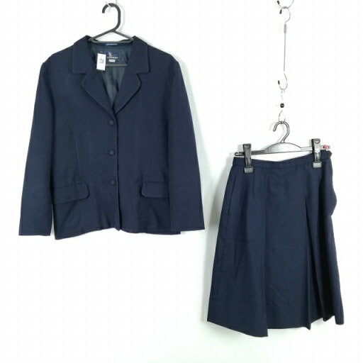 ブレザー スカート 上下2点セット 大きいサイズ 冬物 女子 学生服 中学 高校 紺 制服 中古 ランクC EY3028 ブレザー スカート 上下2点セット 大きいサイズ 冬物 女子 学生服 中学 高校 紺 制服 中古 ランクC EY3028