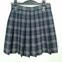 スクールスカート 夏物 w60-丈42 チェック 中学 高校 ミニ丈 プリーツ 学生服 制服 女子 中古 HK0404