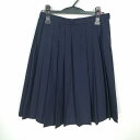 スクールスカート 夏物 w63-丈58 紺 中学 高校 プリーツ 学生服 制服 女子 中古 HK4031