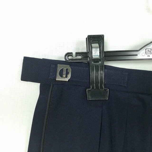 スクールスカート 夏物 w66-丈62 紺 中学 高校 プリーツ 学生服 制服 女子 中古 HK4121