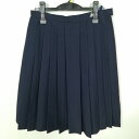 スクールスカート 冬物 w69-丈60 紺 中学 高校 プリーツ 学生服 制服 女子 中古 HK5098