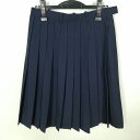 スクールスカート 夏物 w66-丈60 紺 中学 高校 プリーツ 学生服 制服 女子 中古 HK5108