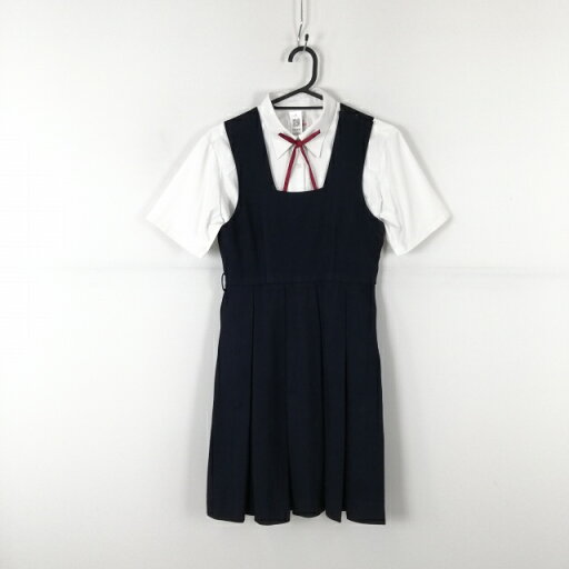 ジャンパースカート 紐タイ バスト76 ウエスト66 冬物 女子 学生服 中学 高校 紺 制服 中古 ランクC NA4656 ジャンパースカート 紐タイ バスト76 ウエスト66 冬物 女子 学生服 中学 高校 紺 制服 中古 ランクC NA4656