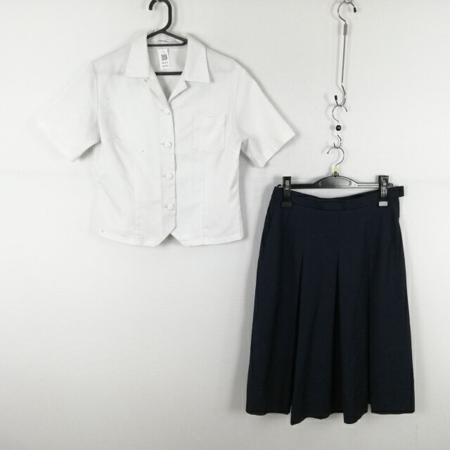 ブラウス スカート 上下2点セット 夏物 女子 学生服 中学 高校 白 制服 中古 ランクC NA5282