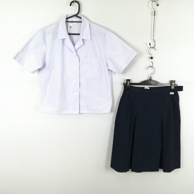 ブラウス スカート 上下2点セット 大きいサイズ 富士ヨット 夏物 女子 学生服 中学 高校 白 制服 中古 ランクC NA5285