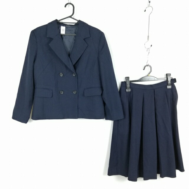 ブレザー スカート 上下2点セット 大きいサイズ 冬物 女子 学生服 中学 高校 紺 制服 中古 ランクC NA5302