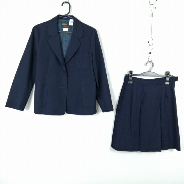 ブレザー スカート 上下2点セット 160A 冬物 女子 学生服 中学 高校 紺 制服 中古 ランクC NA5397