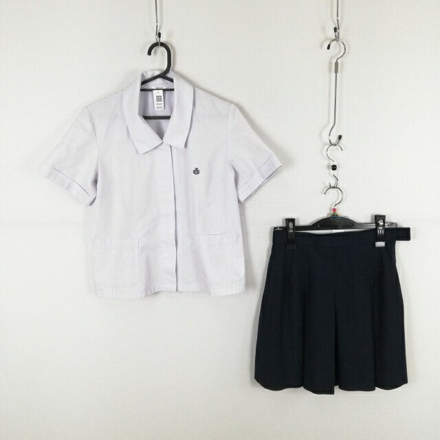 ブラウス ミニスカート 上下2点セット 富士ヨット 夏物 女子 学生服 兵庫飾磨高校 白 制服 中古 ランクC NA5467