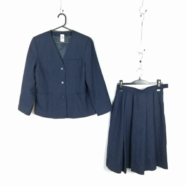 イートン スカート 上下2点セット 冬物 女子 学生服 中学 高校 紺 制服 中古 ランクC NA5496
