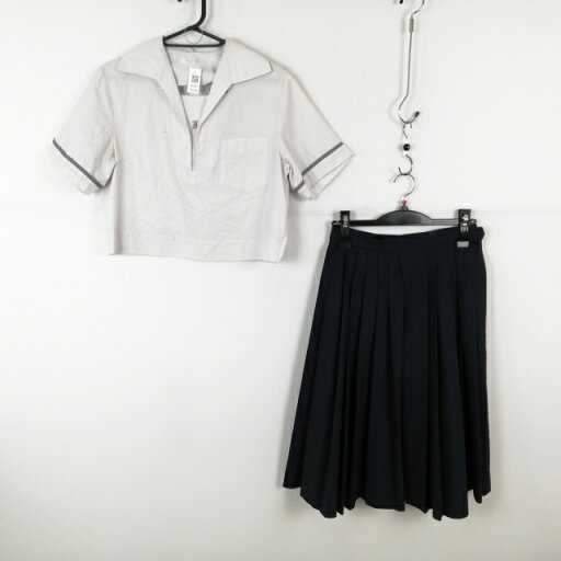 セーラー服 スカート 上下2点セット 大きいサイズ 夏物 女子 学生服 熊本城南中学 白 制服 中古 ランクC NA5498 セーラー服 スカート 上下2点セット 大きいサイズ 夏物 女子 学生服 熊本城南中学 白 制服 中古 ランクC NA5498