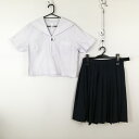 セーラー服 スカート 上下2点セット 大きいサイズ 夏物 白3本線 女子 学生服 兵庫竜山中学 白 制服 中古 ランクC NA5502