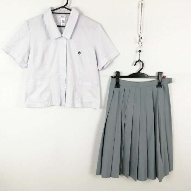 ブラウス スカート 上下2点セット 大きいサイズ 富士ヨット 夏物 女子 学生服 兵庫飾磨高校 白 制服 中古 ランクC NA5513