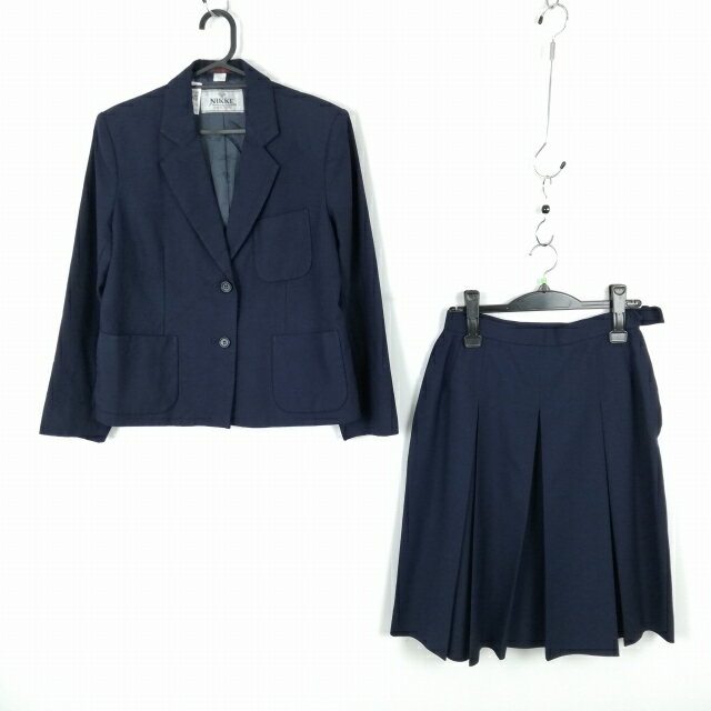 ブレザー スカート 上下2点セット 冬物 女子 学生服 中学 高校 紺 制服 中古 ランクC NA5518