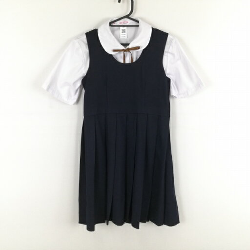 ジャンパースカート 紐タイ 145A バスト80 ウエスト74 冬物 女子 学生服 中学 高校 紺 制服 中古 ランクC EY3192 ジャンパースカート 紐タイ 145A バスト80 ウエスト74 冬物 女子 学生服 中学 高校 紺 制服 中古 ランクC EY3192