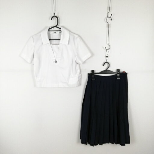 セーラー服 スカート 上下2点セット 夏物 女子 学生服 佐賀西高校 白 制服 中古 ランクC EY9747 セーラー服 スカート 上下2点セット 夏物 女子 学生服 佐賀西高校 白 制服 中古 ランクC EY9747