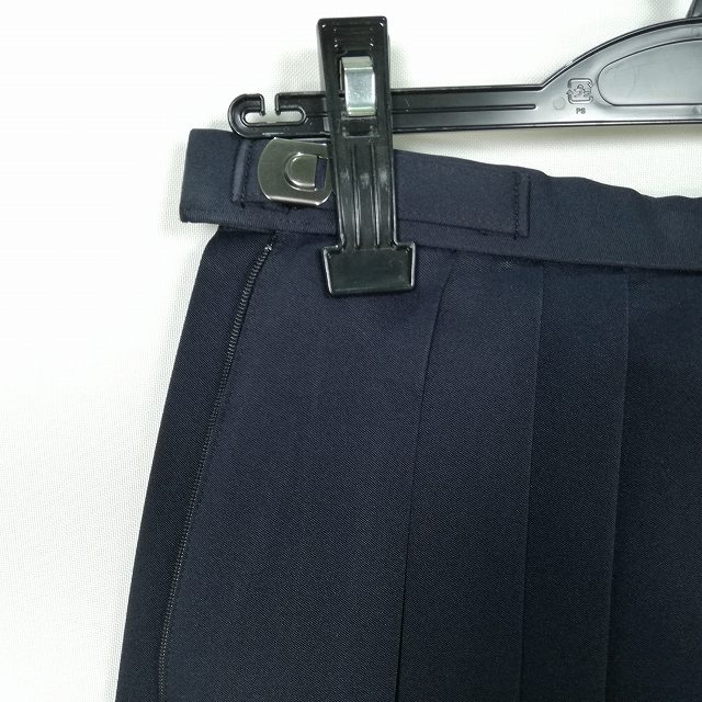 スクールスカート 冬物 w63-丈60 紺 中学 高校 プリーツ 学生服 制服 女子 中古 HK5179